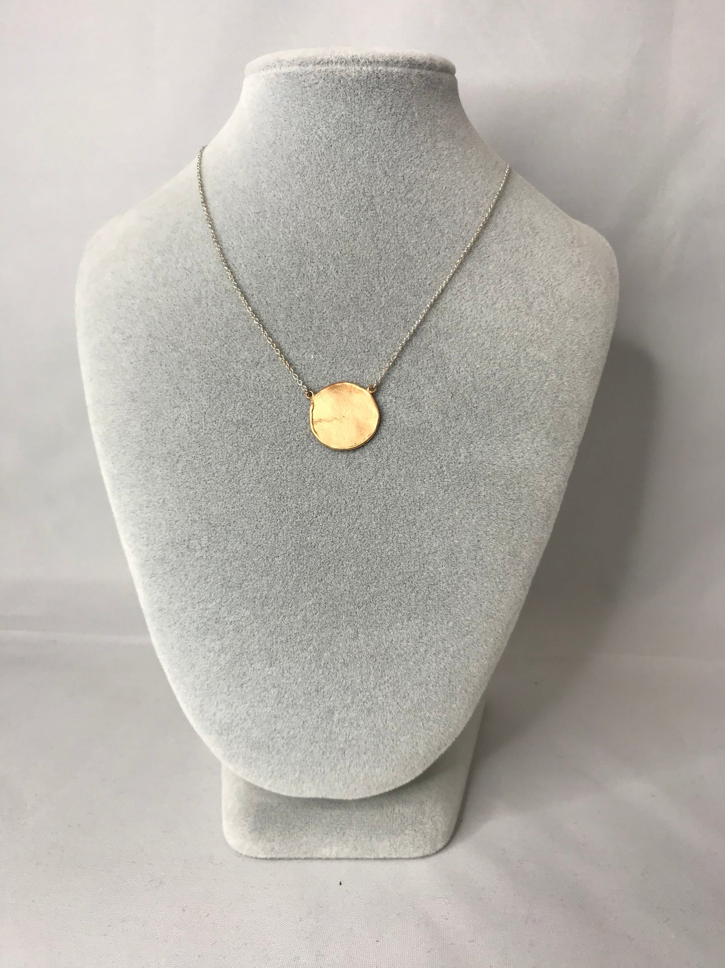 Gold Hammered Circle Necklace