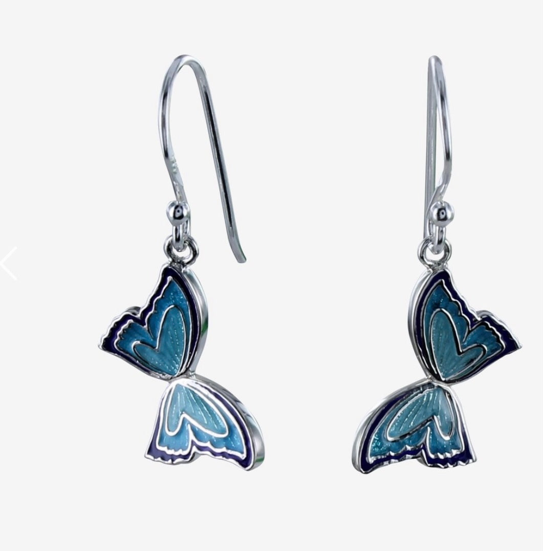 Enamel Butterfly Drop Earrings